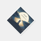 湖畔の山の楽しい自然湖の結婚前お披露目パーティー スタンダードカクテルナプキン (角)