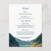 湖畔の山の結婚式詳細カード エンクロージャーカード (正面)