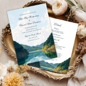 湖畔の山の結婚式詳細カード エンクロージャーカード