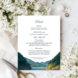 湖畔の山の結婚式詳細カード エンクロージャーカード