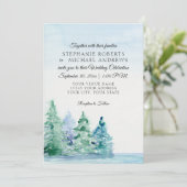 湖畔の山岳地帯でのタール・パインズ・アウトドア・ウェディング 招待状 (スタンド正面)