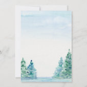湖畔の山岳地帯でのタール・パインズ・アウトドア・ウェディング 招待状 (裏面)