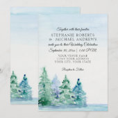 湖畔の山岳地帯でのタール・パインズ・アウトドア・ウェディング 招待状 (正面/裏面)