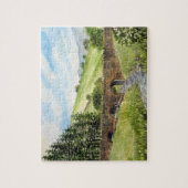 湖畔の川相見川に沿ったスカウギル橋 ジグソーパズル (縦)