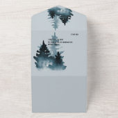 湖畔の水彩ブルー ウェディング招待状 オールインワン招待状 (外側)