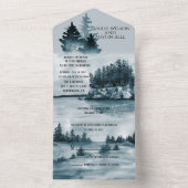 湖畔の水彩ブルー オールインワン招待状 (内側)