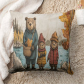 湖畔の熊の家のある秋の日 クッション (ブランケット)