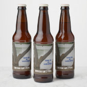 湖畔の眺め 湖の家での家族ピクニック ビールラベル (ボトル)