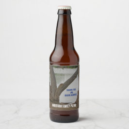 湖畔の眺め 湖の家での家族ピクニック ビールラベル