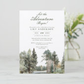湖畔の自然な冒険が始まる ベビーシャワーのお知らせ 招待状 (スタンド正面)