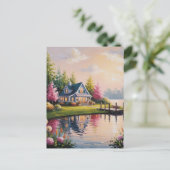 湖畔魅力的のコテージ ポストカード (スタンド正面)