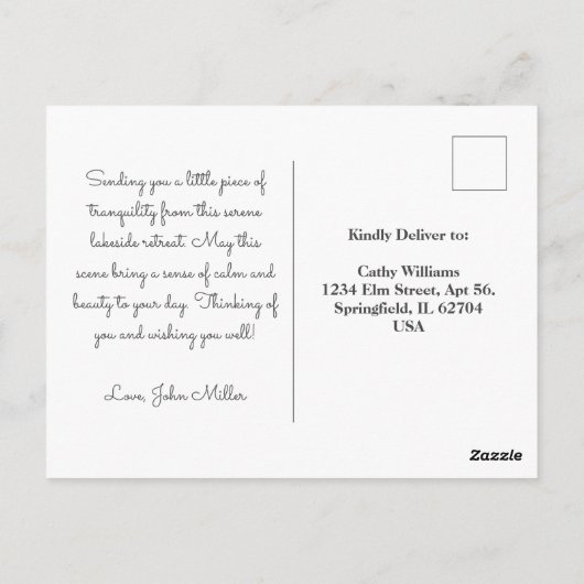 湖畔魅力的のコテージ ポストカード (裏面)