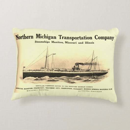 湖素晴らし水汽船会社ミシガン船 アクセントクッション (裏面)