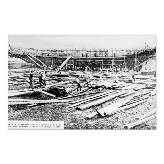 湖素晴らし汽船V.H.ケチャム フォトプリント            (正面)