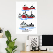 湖素晴らし貨物船ハル804 ポスター (ホームオフィス)