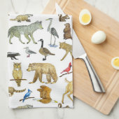 湖素晴らし野生生物茶タオル キッチンタオル (四つ折り)