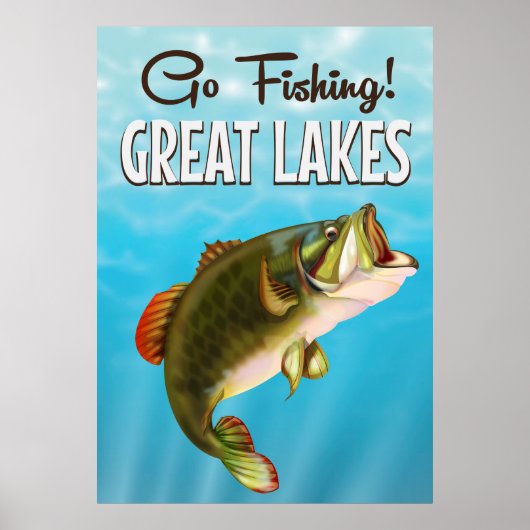 湖素晴らし魚釣りヴィンテージ旅行ポスター ポスター (正面)