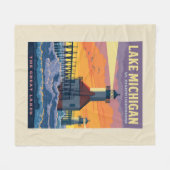 湖素晴らし | ミシガン湖 フリースブランケット (正面(横))