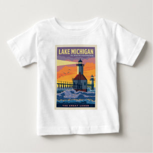 湖素晴らし ミシガン湖 ベビーTシャツ