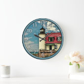 湖素晴らしPt.ベッツィライトハウスオンレイクミシガン ラージ壁時計 (ホーム)