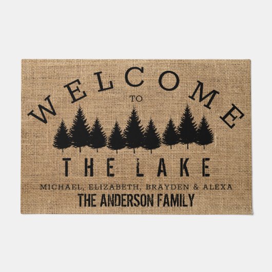 湖素朴の家族名Dooへようこそ ドアマット (正面)