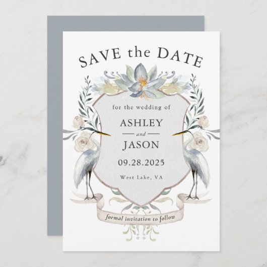 湖結婚の自然インスパイアは日付を保存 セーブザデート (正面/裏面)