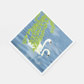 湖絵を描に浮かぶ白鳥の青と緑のペア スタンダードランチョンナプキン (角)