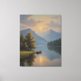 湖絵を描のヴィンテージ キャンバスプリント