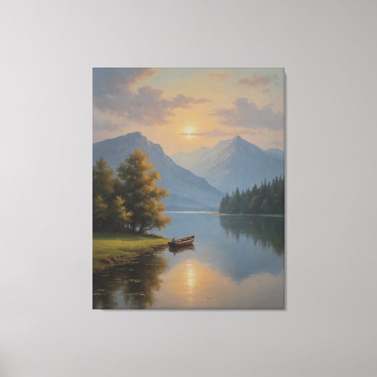 湖絵を描のヴィンテージ キャンバスプリント (正面)