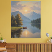 湖絵を描のヴィンテージ キャンバスプリント (インサイチュ (リビング))