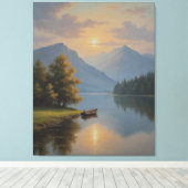 湖絵を描のヴィンテージ キャンバスプリント (インサイチュ (ウッドフロア))