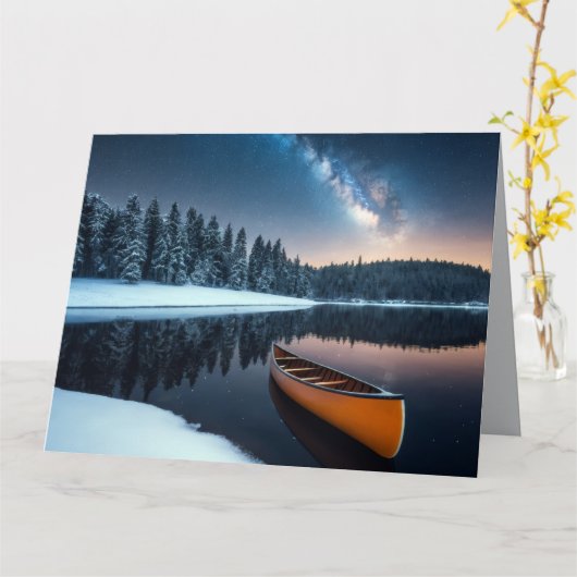 湖自然アウトドアランドスケープ穏やかな平和リラックス カード (黄色い花)