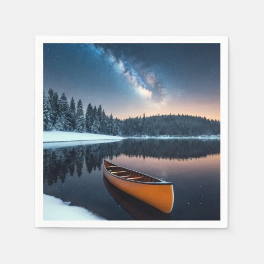 湖自然アウトドアランドスケープ穏やかな平和リラックス スタンダードカクテルナプキン (正面)