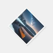湖自然アウトドアランドスケープ穏やかな平和リラックス スタンダードカクテルナプキン (角)