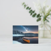 湖自然アウトドアランドスケープ穏やかな平和リラックス 名刺 (スタンド正面)