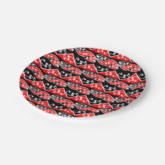 湖西橋伝統的羽織の模様 ペーパープレート (アングル)