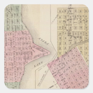 湖都市の地図、およびWabasha、ミネソタの地図 スクエアシール