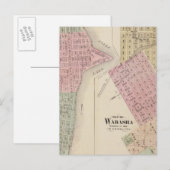 湖都市の地図、およびWabasha、ミネソタの地図 ポストカード (正面/裏面)