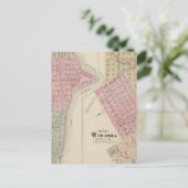 湖都市の地図、およびWabasha、ミネソタの地図 ポストカード (スタンド正面)