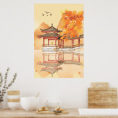 湖閣秋国風景画ポスター ポスター (キッチン)