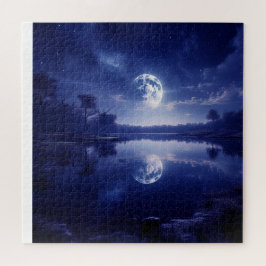 湖面に反射する月 ジグソーパズル