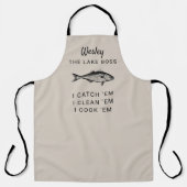 湖魚釣りユーモアフィッパーソナライズされたク料理 エプロン (正面)