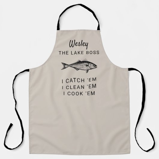 湖魚釣りユーモアフィッパーソナライズされたク料理 エプロン (正面)