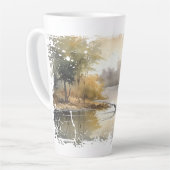 湖魚釣り 動揺して カフェラテマグ (左アングル)