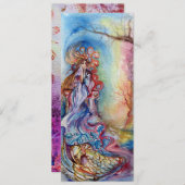 湖1のレディ、明るい鮮やか青色のピンク 案内状 (正面/裏面)