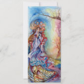 湖1のレディ、明るい鮮やか青色のピンク 案内状 (正面)