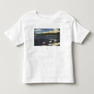 湖、並木の海岸の眺め トドラーTシャツ