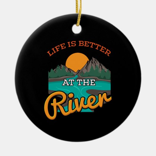 湖 – 川の陶器のオーナメント セラミックオーナメント (正面)