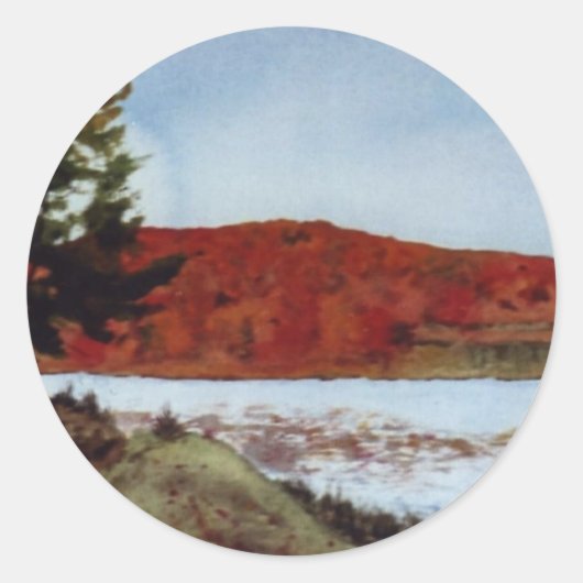 湖、川、小川、水のシール ラウンドシール (正面)