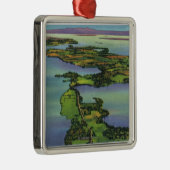 湖、NYおよびVTの割れ目の空中写真 メタルオーナメント (右)